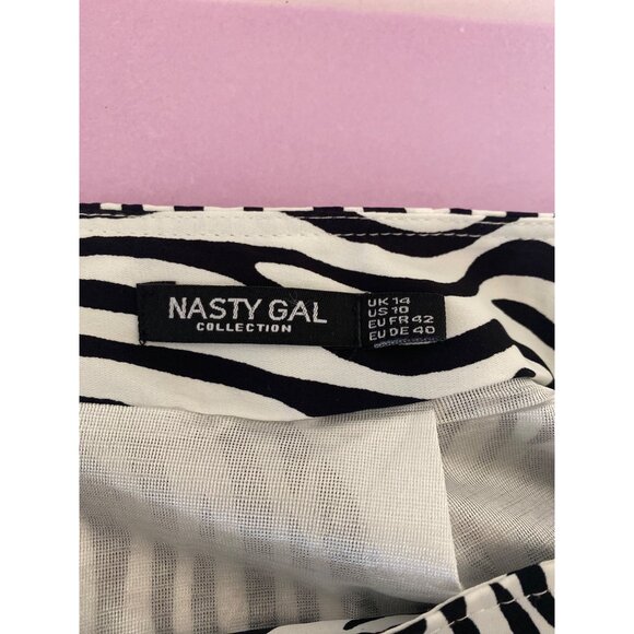 Nasty Gal Zebra Print Midi Skirt Monochrome High Waist Size US 10 - Picture 4 of 6